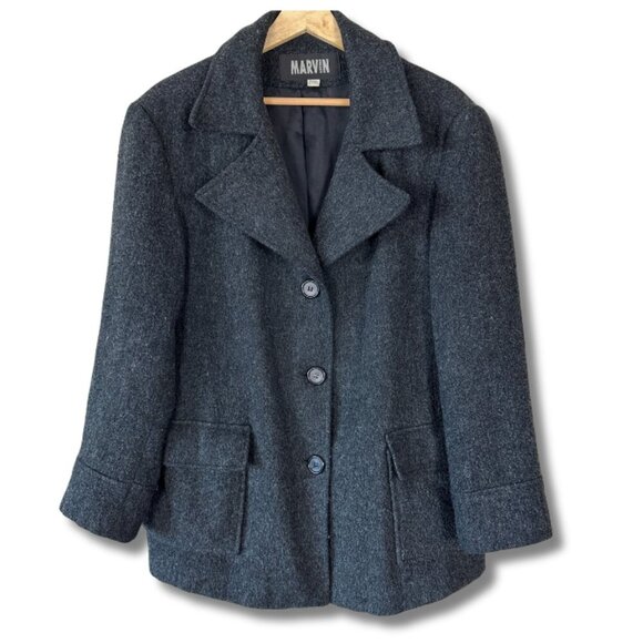 Marvin Richards Womens Medium Wool Coat Winter Jacket Classic Overcoat Gray - Picture 1 of 6